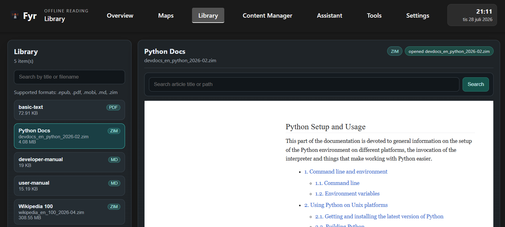 Fyr Library Screenshot