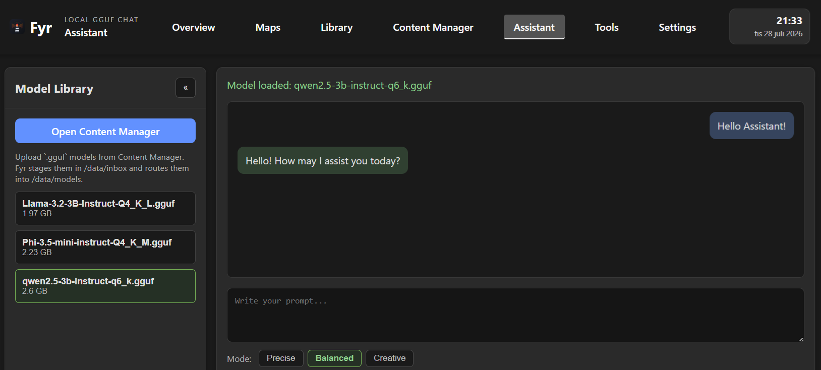 Fyr Assistant Screenshot